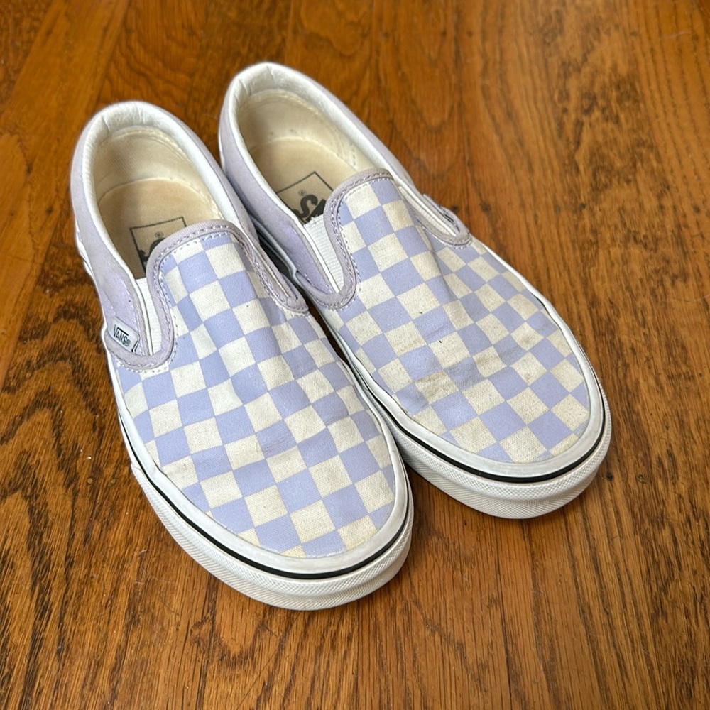 Lavender and White checkered print vans